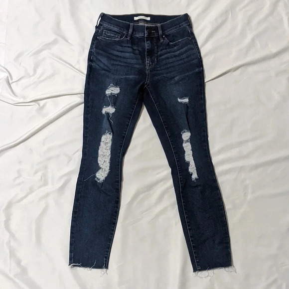 PACSUN High Rise Ripped Jegging, Color Dark Wash Size 24 S - Picture 2 of 15
